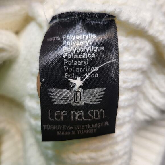 Leif Nelson Sweater Womens XL White Cardigan Toggle Buttons Cable Knit Cowl Neck - Picture 3 of 8